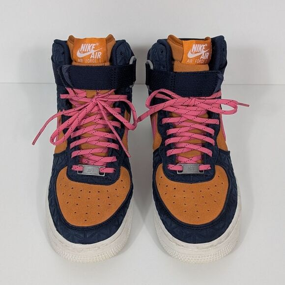 Nike Air Force 1 Hi PRM Suede Dynamic Pink High Top Sneakers in Blue 7 - Picture 2 of 9